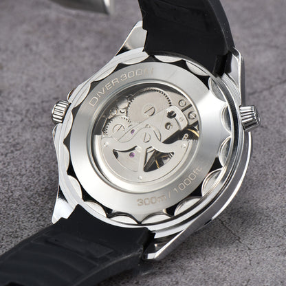 Men's 3-pin Mechanical Transparent Watch