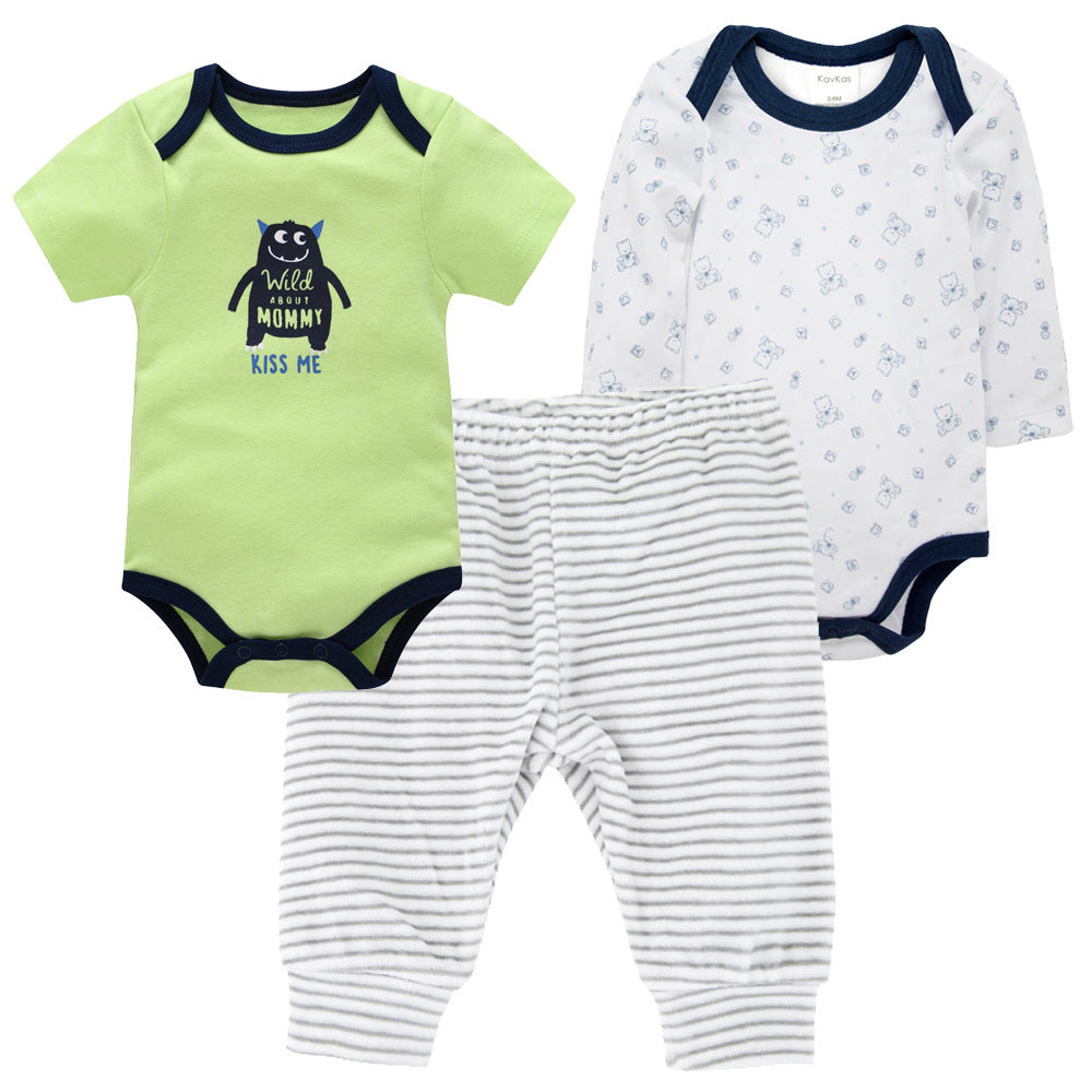 Solid Color Korean Newborn Baby Clothes Kids Set