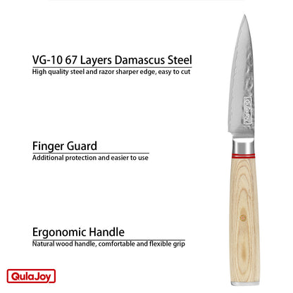 Qulajoy Nakiri Knife 6.9 Inch – Professional 67-Layers Damascus Vegetable Knife