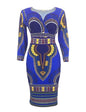 African-Style V-Neck Dress with Three-Quarter Sleeves