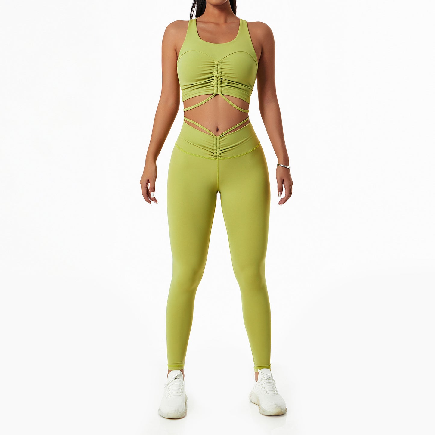 Fashion Gym Drawstring Lapel Sports Outfit for Women