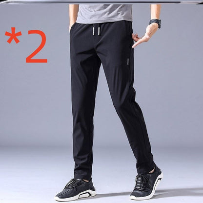 Men's Drawstring Thin Casual Trousers – Korean Style Loose-Fit Straight Sweatpants for Comfort and Style.