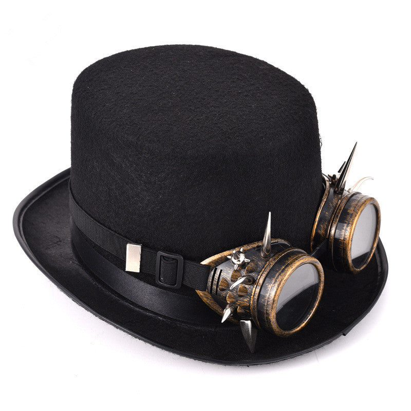 Steampunk Rivet Glasses and Top Hat – Goth Punk Retro Clothing Accessories