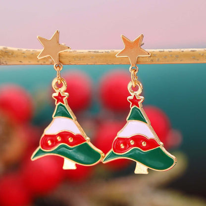 Asymmetric Cartoon Elk Earrings – Festive Fashion Accessory