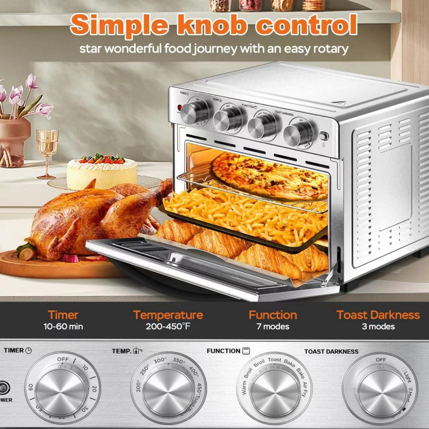 Geek Chef 6-Slice Air Fryer Toaster Oven - PureSelect