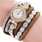 Elegant Women's Quartz Watch – PU Leather Bracelet with Rhinestone Accents