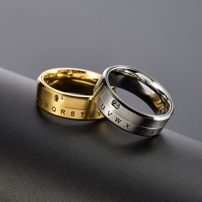 Men's Trendy English Alphabet Rotating Ring Accessories