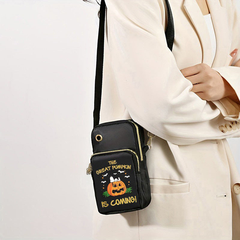 Halloween Pumpkin Pattern Mini Crossbody Phone Bag