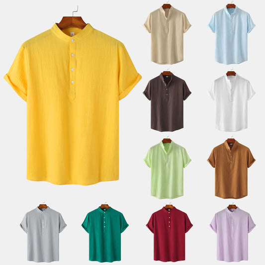 Men's Casual Solid Color Short Sleeve Beach T-Shirt – Perfect for Summer!