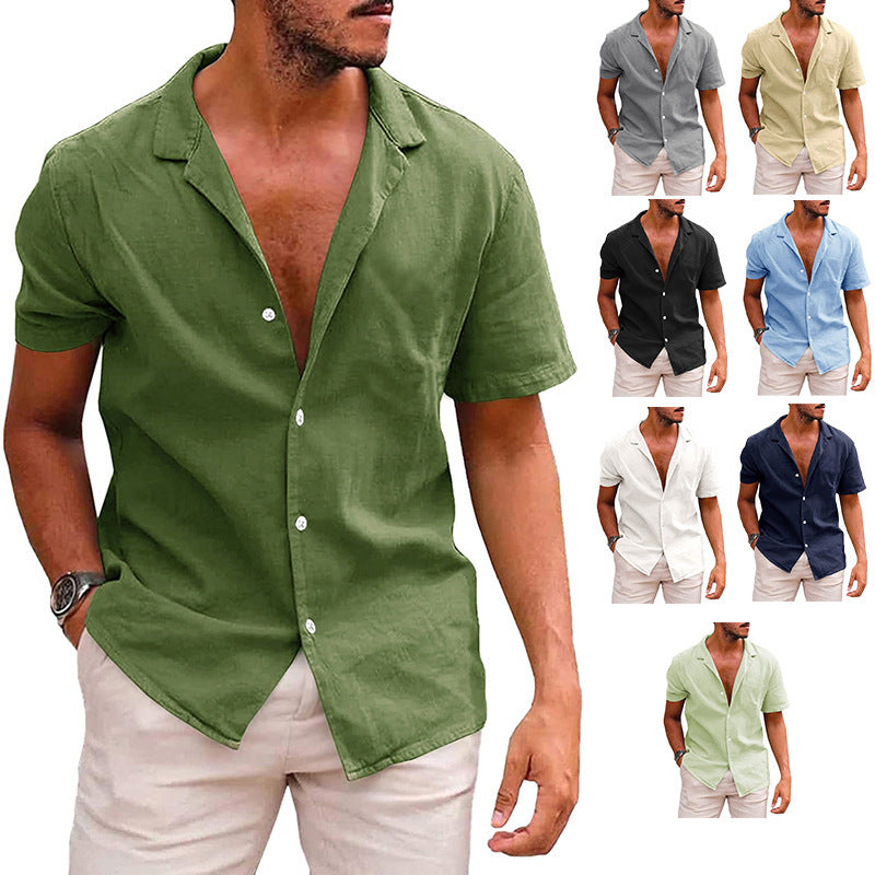 Men's Casual Button-Down Short Sleeve Beach Shirt – Ideal for Summer