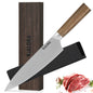 8-Inch Professional Japanese Chef Knife - Ultra Sharp Gyuto with Natural Wood Handle - PureSelect