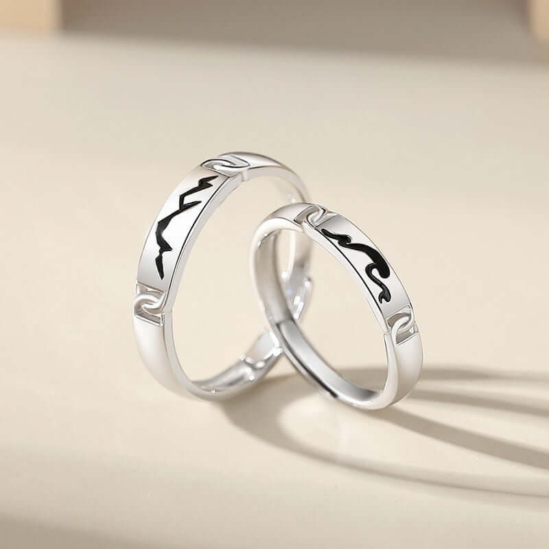 Original Mountain And Sea Accompanied Couples Ring