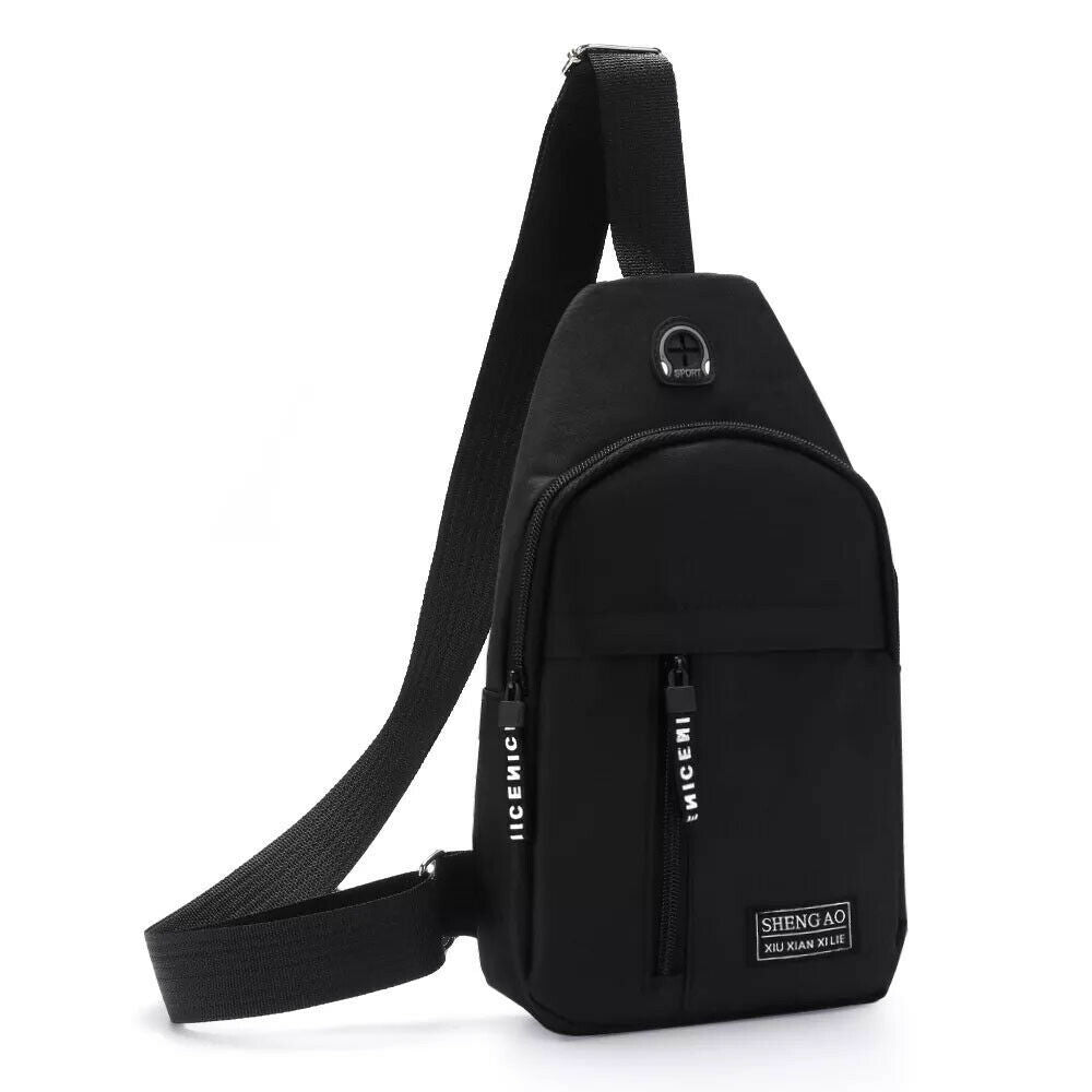 Men's Crossbody Sling Travel Bag - Black