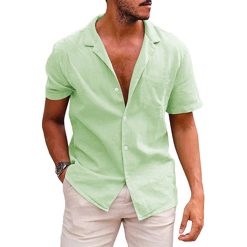 Men's Casual Button-Down Short Sleeve Beach Shirt – Ideal for Summer