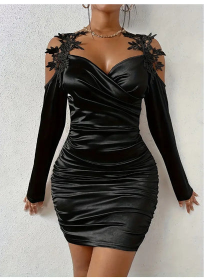 Elegant Lace Tight Draped Dress - PureSelect