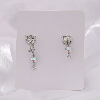 Moonstone Butterfly Earrings Long Light Luxury Asymmetric