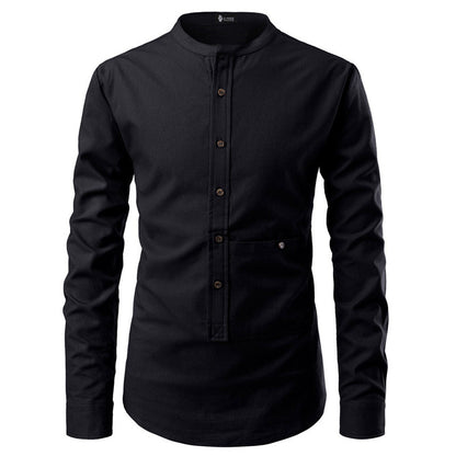 Korean Men's Slim Long Sleeve Dress Shirt – Stylish and Sophisticated