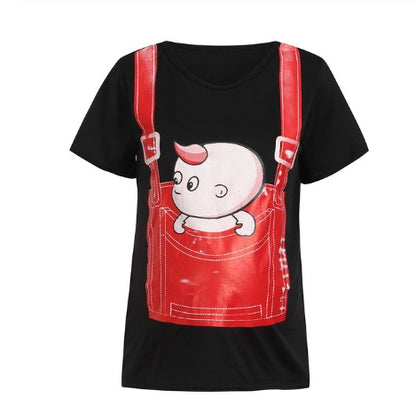 Pregnant woman cartoon printed short sleeve