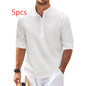 Men's Casual Long Sleeve Stand Collar Shirt – Solid Color Fashion for a Sleek, Modern Look