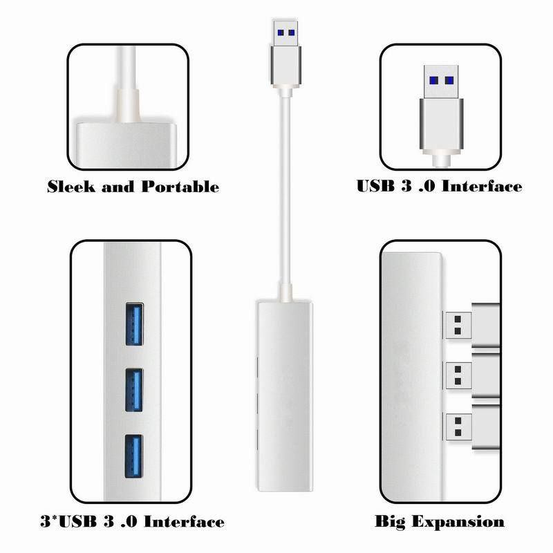 USB 3.0 Gigabit Ethernet LAN RJ45 Network Adapter Hub (1000Mbps)