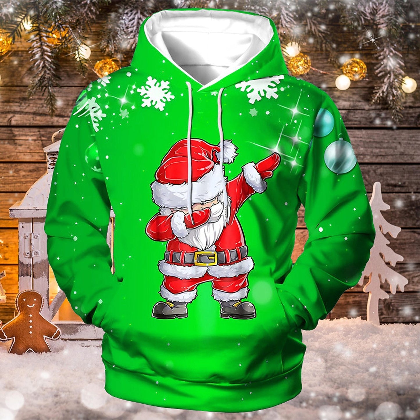 Men's Fashion Casual Printing Christmas Hoodie