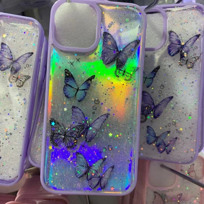 Epoxy Glitter Butterfly Skin-friendly Phone Case