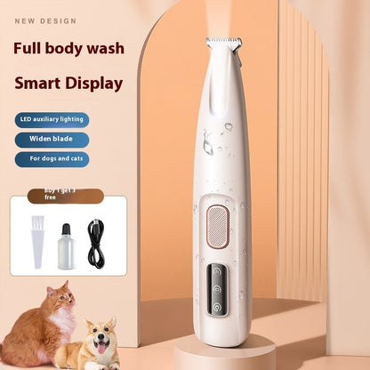 Pets Paw Trimmer With LED Light Fully Waterproof Pet Hair Trimmer With LED Display Dog Clippers For Grooming Widen Blade