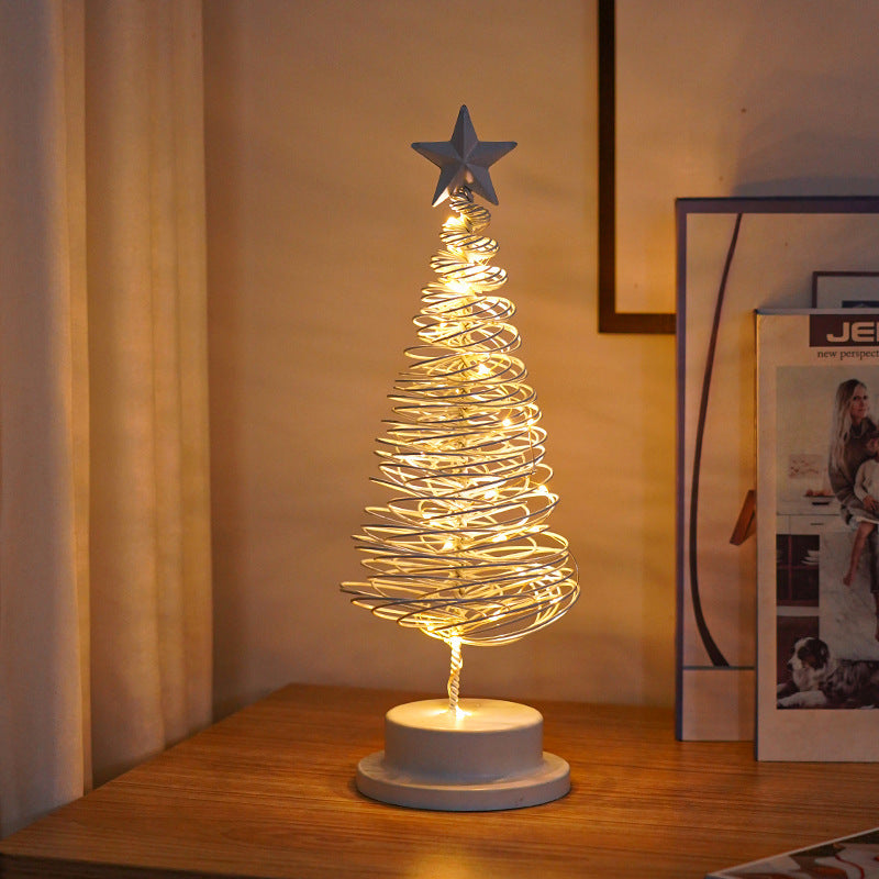 LED Spiral Tree Light – Wrought Iron Xmas Desk Lamp