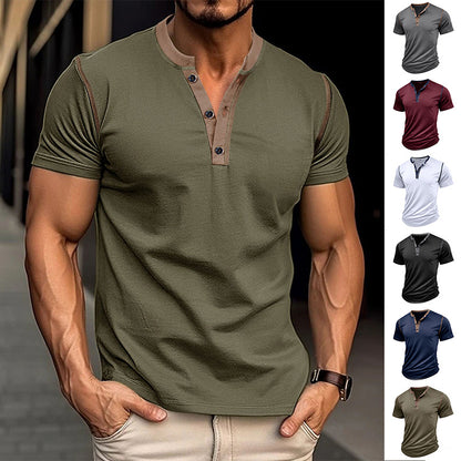 Summer V-Neck Polo Shirt – Stylish Short-Sleeve Men's Top