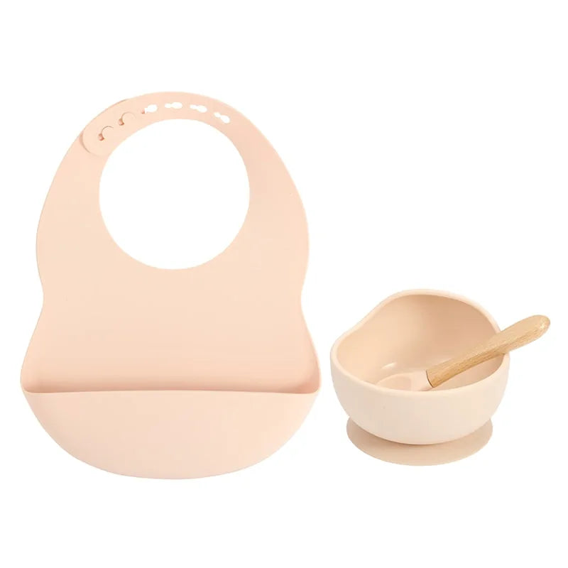 Colorful Silicone Feeding Set for Babies: Bib, Plate, Bowl, and Spoon - PureSelect