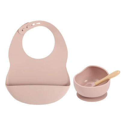 Colorful Silicone Feeding Set for Babies: Bib, Plate, Bowl, and Spoon - PureSelect