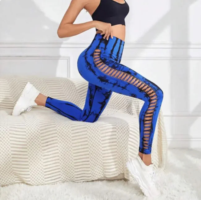 Tie-Dye High-Waist Mesh Yoga Leggings - PureSelect