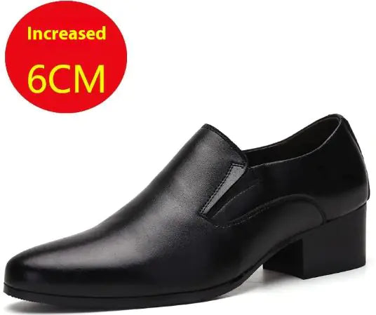 Genuine Leather Pointed Elevator Shoes for Men - PureSelect