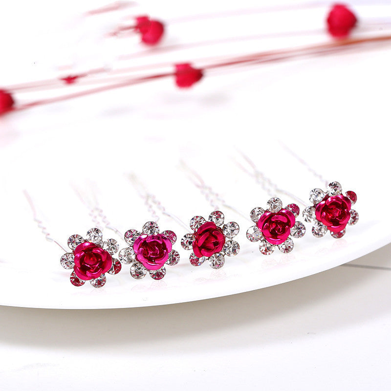 Alloy Rhinestone Rose Diamond Hair Comb