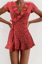 European Summer V-neck Ruffled Lace Slim Dress