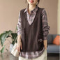 Loose-Fit V-Neck Knitted Vest for Women