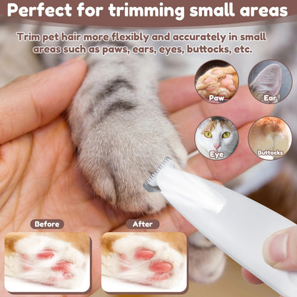 Pets Paw Trimmer With LED Light Fully Waterproof Pet Hair Trimmer With LED Display Dog Clippers For Grooming Widen Blade