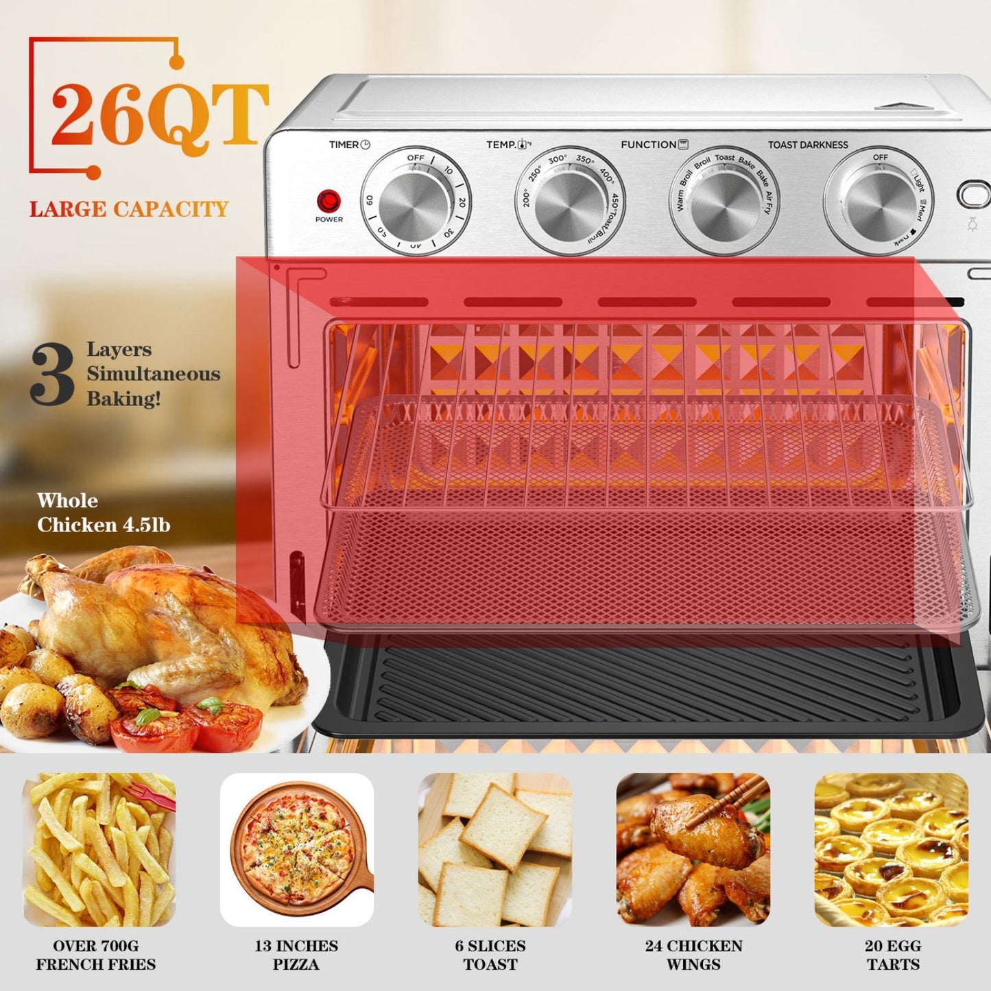 Geek Chef 6-Slice Air Fryer Toaster Oven - PureSelect