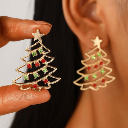 Colorful Zircon Christmas Tree Earrings