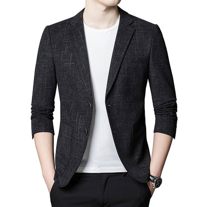 New Korean Elastic Slim Fashion Casual Suit Top for Men