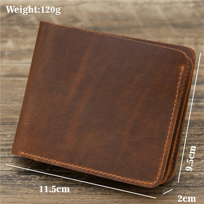 Retro Rough Tri-Fold First Layer Cowhide Wallet