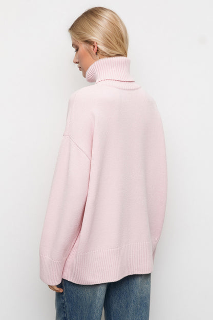 Basic Bae Turtleneck Dropped Shoulder Long Sleeve Sweater