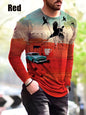 Halloween-Themed Autumn and Winter Print Long Sleeve T-Shirt for Men