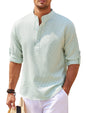 Men's Casual Long Sleeve Stand Collar Shirt – Solid Color Fashion for a Sleek, Modern Look