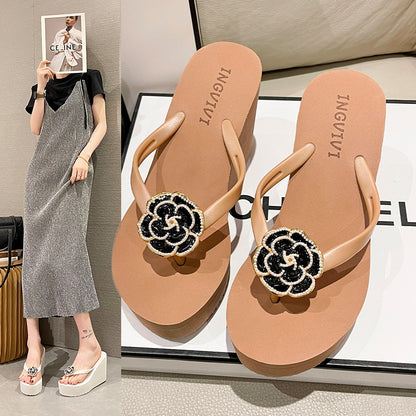 High Heel Women's Elegant Camellia Simple Platform Sandals