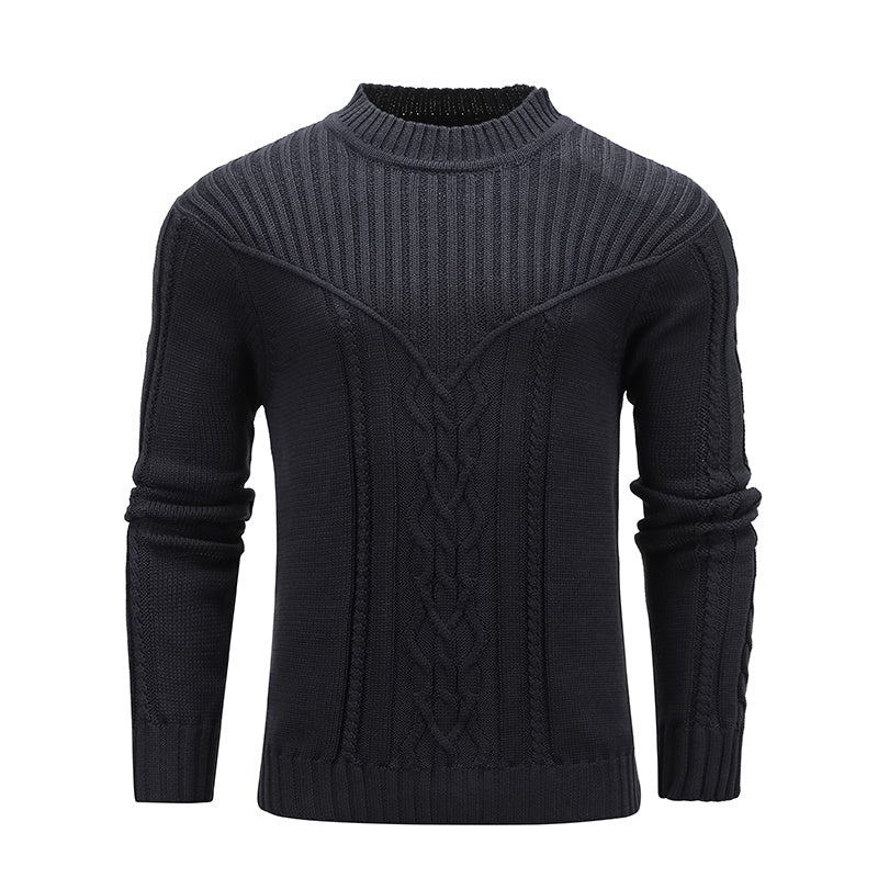 Stylish Solid Color Jacquard Sweater for Men