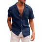 Men's Casual Button-Down Short Sleeve Beach Shirt – Ideal for Summer