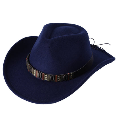 Unisex Woolen Western Cowboy Top Hat