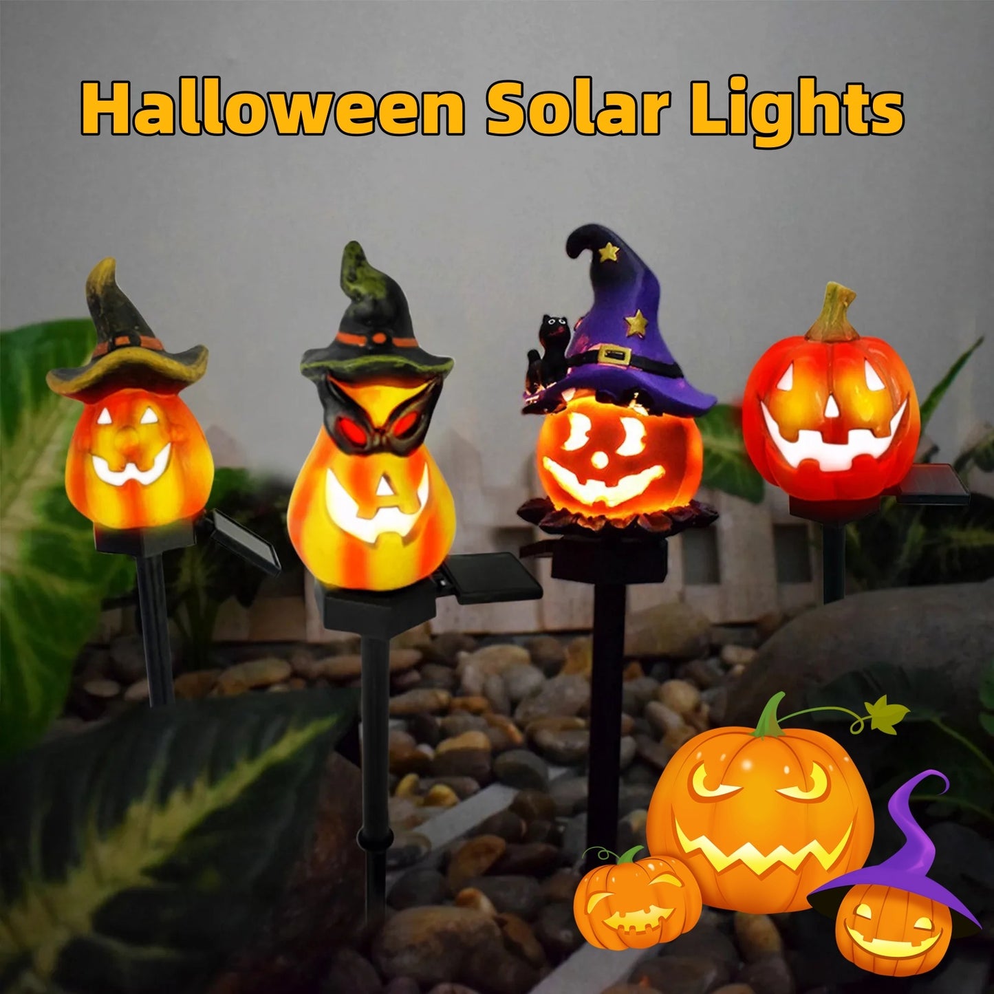 Solar Pumpkin Lantern Garden Decor