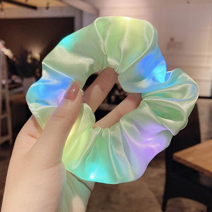 LED Luminous Scrunchies – Elastic Hair Ties for Women & Girls